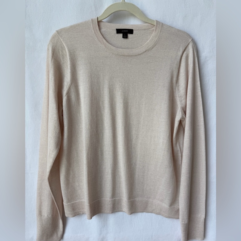 J.Crew Long-Sleeved Fair Peach Merino Wool Crewneck Sweater Size Large